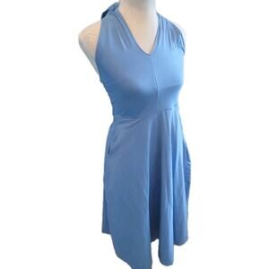 Pact Organic‎ Maxi Dress Womens SmallFit & Flare Cornflower Blue Pockets